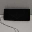 Women Evening Bag Clutch Purse,lovyoCoCo Handbag With Detachable Chain Strap for Wedding Cocktail Party Velvet Solid Color (Black)