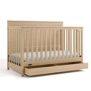 Graco Hadley 5-in-1 Convertible Crib with Drawer (Driftwood)  GREENGUARD Gold Certified, Fits Standard Crib Mattress, Converts to Toddler Bed, Daybed and Full Bed, 4 Adjustable Mattress Heights