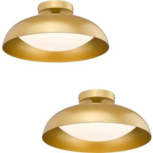 Kudos Gold Flush Mount Ceiling Light 2-Pack, 16 Inch LED Ceiling Light Fixtures, 24W/1300Lm Light Fixtures Ceiling Mount, 5CCT Adjustable,KDCL02-GD-2PK