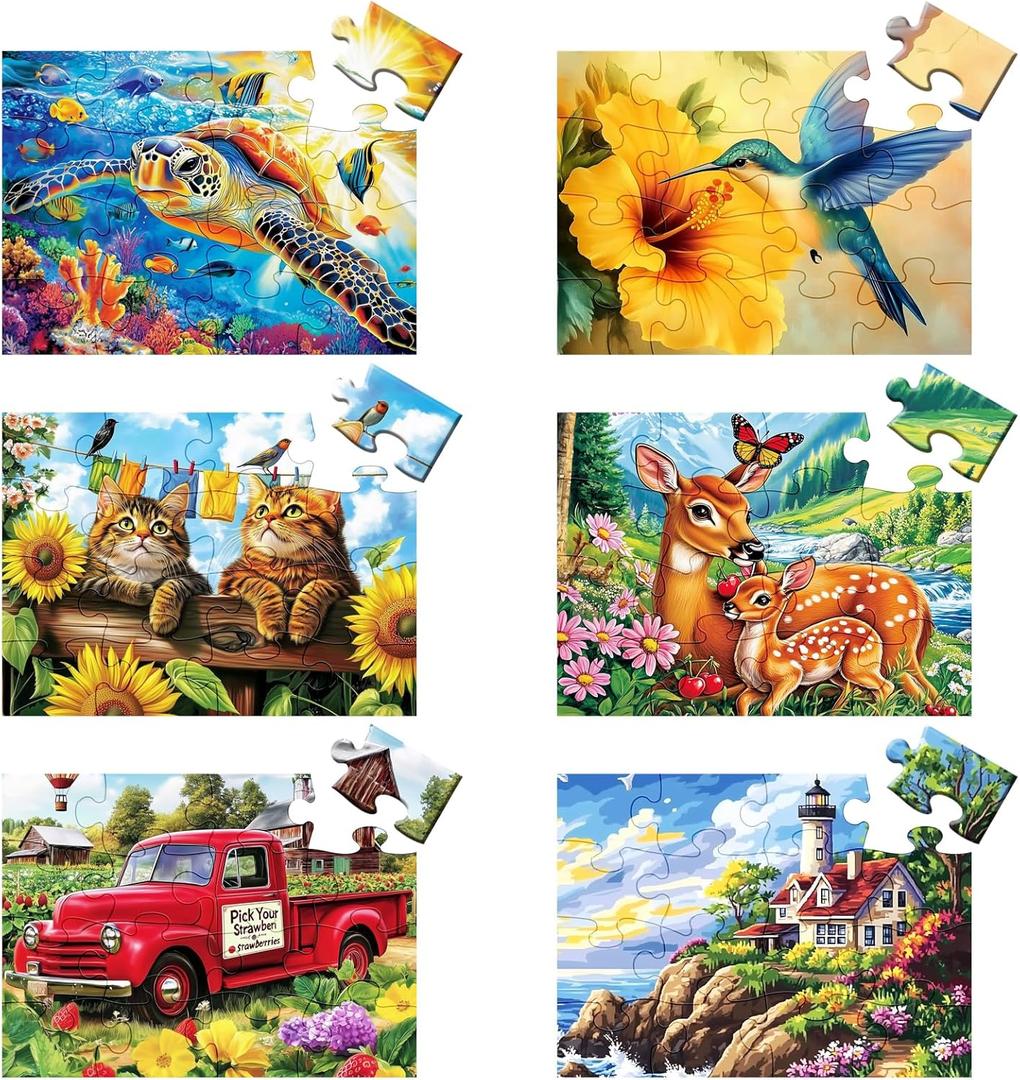 6 Packs 16 Large Piece Puzzle for Seniors, Dementia Alzheimer's Products Activities for Elderly Adults, Easy Puzzle Alzheimers Memory Cognitive Game Gift for Patient in Nursing Home