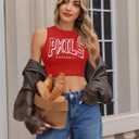 Baseball Tank Top Women Vintage Baseball Mom Tanks Baseball Season Graphic Tee Shirts Game Day Knit Crop Sleeveless Tops (Red, XXL)