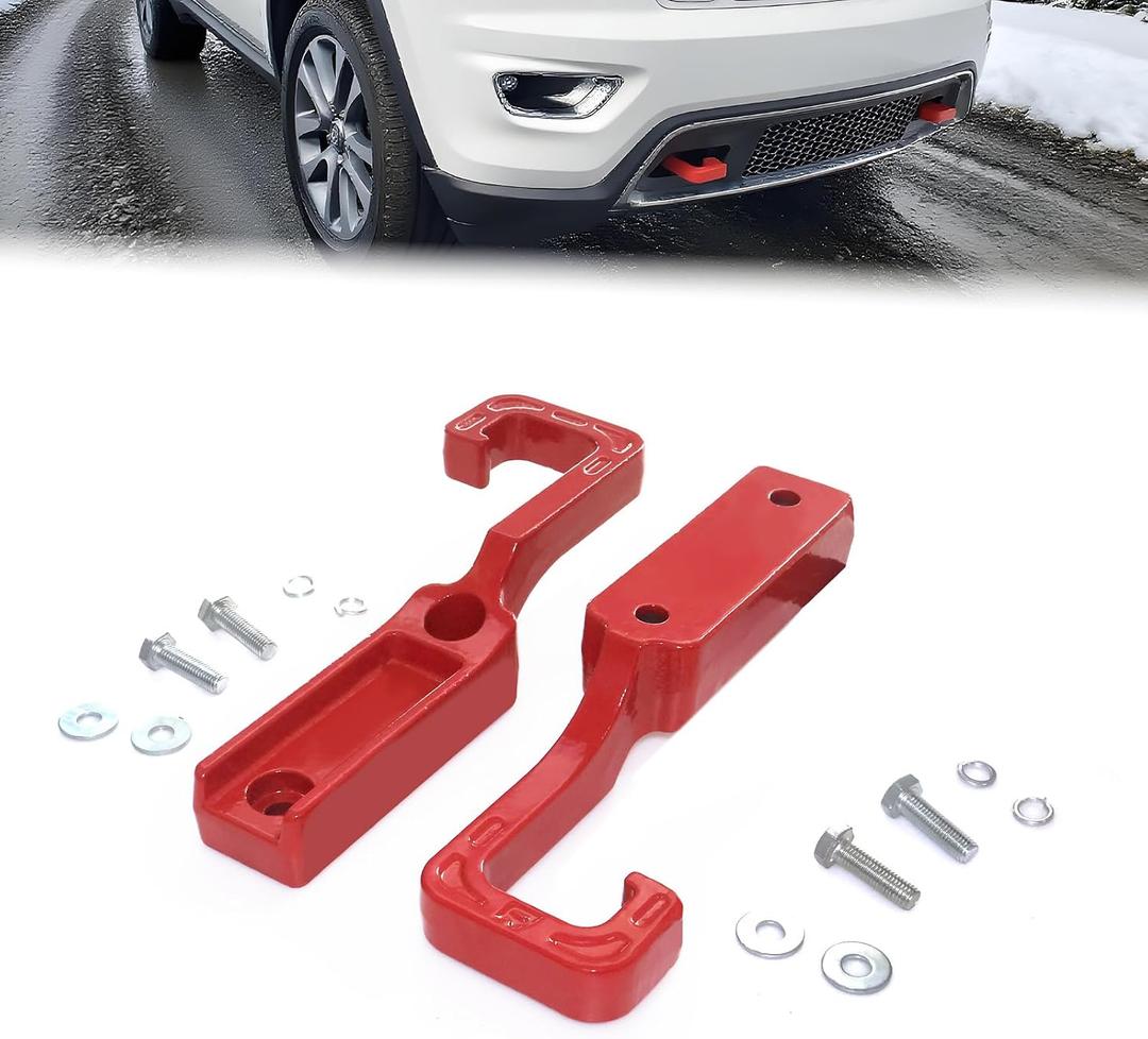 Front Tow Hook Compatible with 2015-2023 Jeep Grand Cherokee Accessories, Red Towing Hooks 2Pcs