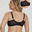 Onlyday Minimizer Bra for Women Sheer Mesh Unlined Underwire Bra Full Coverage See Through Lace Bra for Large Breast(34D, Black Floral)
