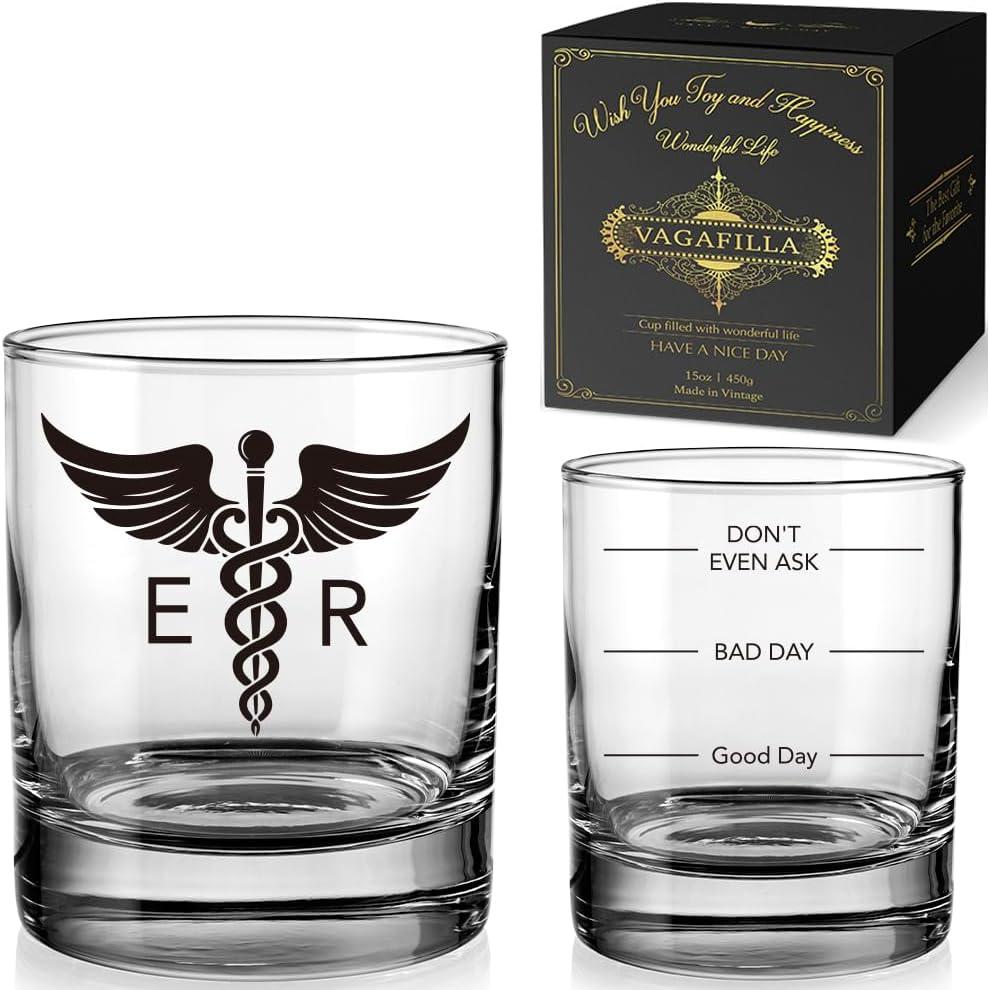 ER Doctor Whiskey Glass, Old Fashioned Glass Gift for Emergency Room Doctor, Graduation Gift for Medical Students
