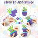 WATINC 24 Pack Easter Jesus He is Risen Handprint Flower Craft Kit, Make Your Own Religious Lily Cross Decorations, DIY Christian Flower Pot Gift Sunday School Classroom Home Party Activities for Kids