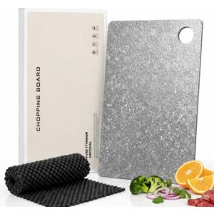 Titanium Cutting Board, Pure Titanium Chopping Boards for Kitchen, Double Sided Food-Grade Cutting Mat, Ideal Charcuterie Chopping for Meat, Hygiene Durable Dishwasher Safe, 17.7"L x 11.8"W