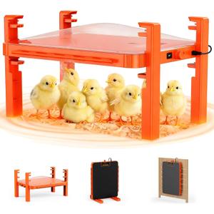 Brooder Plate for Chicks,11" x 15" Chick Heat Plate with Adjustable Height & Temp,200W Brooder Heater Warmer for Chicken Coops Poultry (Orange)