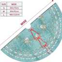 48" Christmas Tree Skirt, Elegant Aqua Pearl Christmas Angel Pattern Large Xmas Tree Mat for Holiday Party Ornament Rustic Farmhouse Decorations