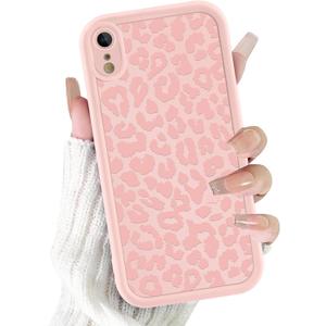 Cute Cheetah Print Phone Case for iPhone XR Case 6.1", Aesthetic Luxury Pink Leopard Pattern Design Cover Shockproof Soft Slim TPU Full Camera Lens Protective Funda for Women Girls