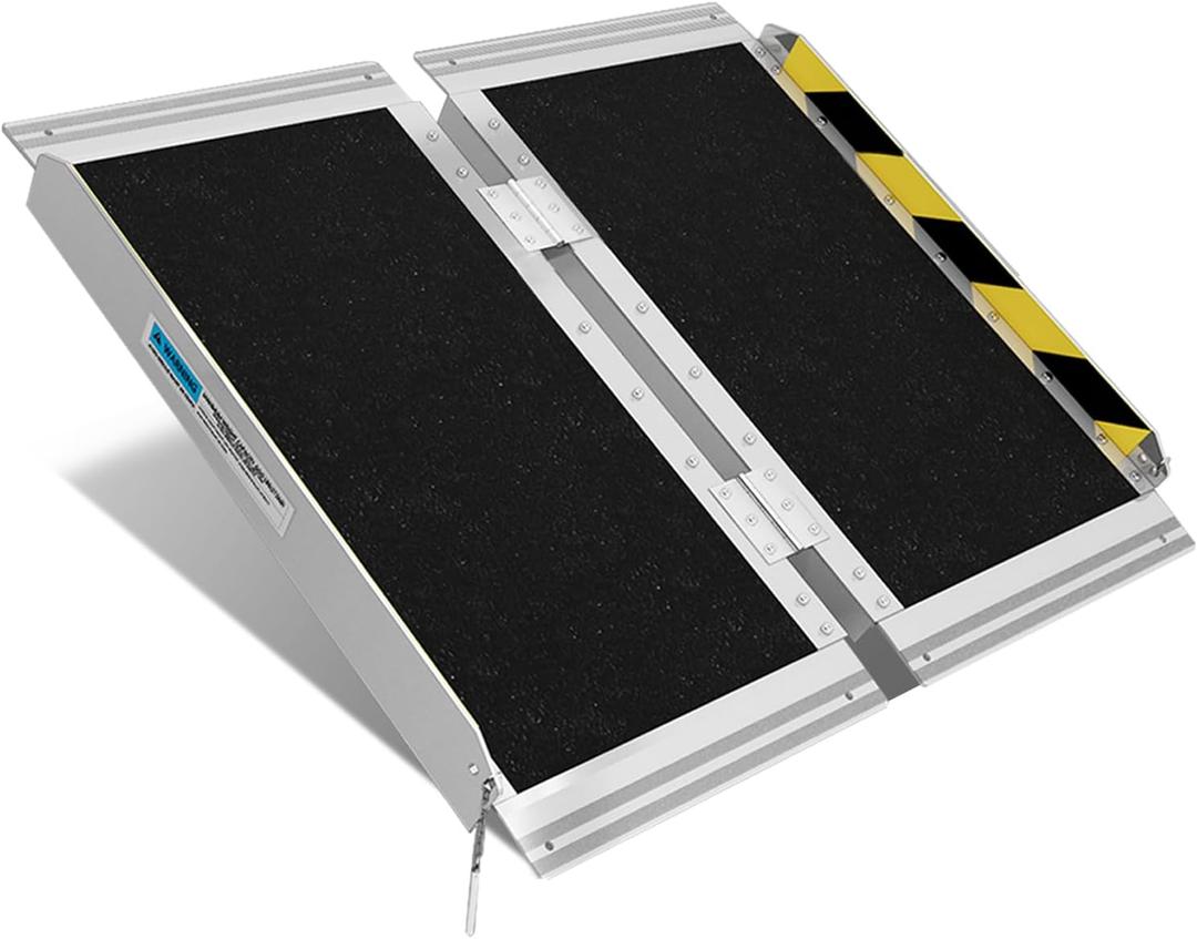 Protable wheelchair ramp 2FT,Non-Slip Folding Aluminum Handicap Ramps,Threshold Ramps for home,Holds up to 600lbs,Wheelchair ramp for step,Mobility Scooter,Doorways (2FT Useing Height 2-6inch)