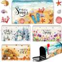 Dispowreath 4 Pcs Mailbox Covers Magnetic Standard Size 18 x 21 Inch Hello Spring Summer Autumn Winter Magnetic Mailbox Covers Wraps for Holiday Christmas Garden Yard Home(Romantic Style) (Beach)