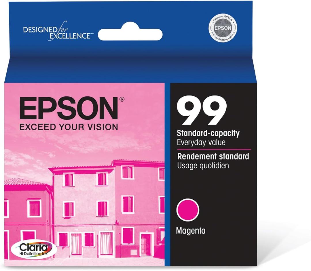 EPSON 99 Claria Hi-Definition Ink Standard Capacity Magenta Cartridge (T099320-S) Works with Artisan-700, 710, 725, 730, 800, 810, 835, 837