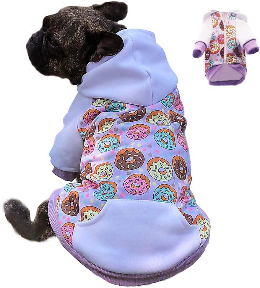 Purple Puppy Dog Hoodies for Small Medium Dogs, Christmas Hooded Sweatshirt with Pocket Pet Cat Hoody Clothes Sweaters Fleece Coat Dog Costume Winter (XXL)