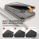 BERFY for iPhone 16 Pro Case, Compatible with MagSafe, Built-in Privacy Screen Protector, Camera Protection, Shockproof Full Body Phone Case 6.3", Clear Grey