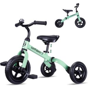 YGJT 3 in 1 Tricycle for Toddlers Age 2-5 Years Old, Folding Kids Balance Bikes with Adjustable Seat and Removable Pedal, Ride-on Toys for Infant, Gift for Baby Boys Girls Birthday (Mint Green)