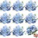 Lyrow 8 Pcs Peony Artificial Flowers Fake Silk Hydrangea Bouquet Elegant Peony Flowers for Wedding Decoration Faux Realistic Floral for Home Party Table Centerpieces Arrangement (Gradiente Blue)