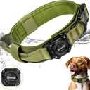 Dog Collar with Airtag Holder, Airtag Dog Collar IP68 Waterproof with Control Handle and Metal Buckle, Military Tactical Air Tag Dog Collar Holder for Medium Large Dogs(Green, L) (L(16.5in-20.5in))