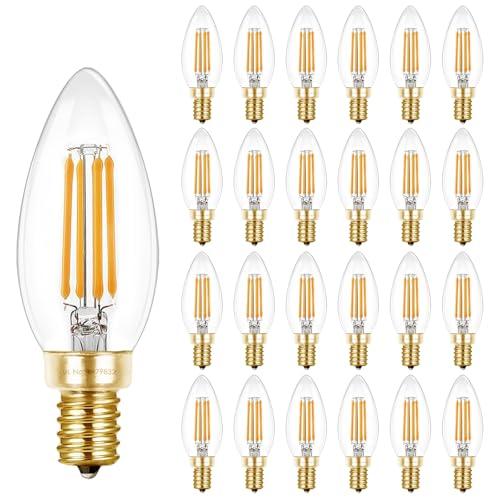 Hizashi E12 Candelabra Bulb 40 Watt 90+CRI LED Chandelier Light Bulb Dimmable, B10 LED Candelabra Light Bulbs, 4W, 450LM 2700K Warm White, Candle Light Bulbs, UL Listed, 24 Pack