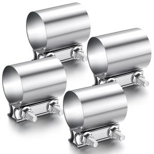 MorningRo 4 Pcs 2.25 Inch Exhaust Clamp Stainless Steel Exhaust Pipe Muffler Clamp Butt Joint Band Sleeve Coupler for Pipes Muffler Connections, Catalytic Converters