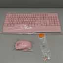 MEETION Wireless Keyboard and Mouse, Full-Sized Cordless Keyboard with Wrist Rest, 3 DPI Adjustable Mouse, Keyboard and Mouse Set with 2.4GHz USB Receiver, for PC/Computer/Laptop/Windows/Mac, Pink