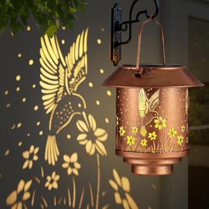 Solar Lantern Waterproof Metal Hummingbird Decor Valentine's Day Birthday Gifts for Women Mom,Outdoor Hanging LED Decorative Light for Garden Patio Yard Lawn Backyard Front Porch (1 pack)