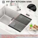MERRYBOX 20.5" x 13" Roll Up Dish Drying Rack Silicone Wrapped Over The Sink Dish Drying Rack Multipurpose Foldable Sink Drying Mat, Heat-Resistant & Anti-Rust Dish Rack for Kitchen Sink, Large, Black