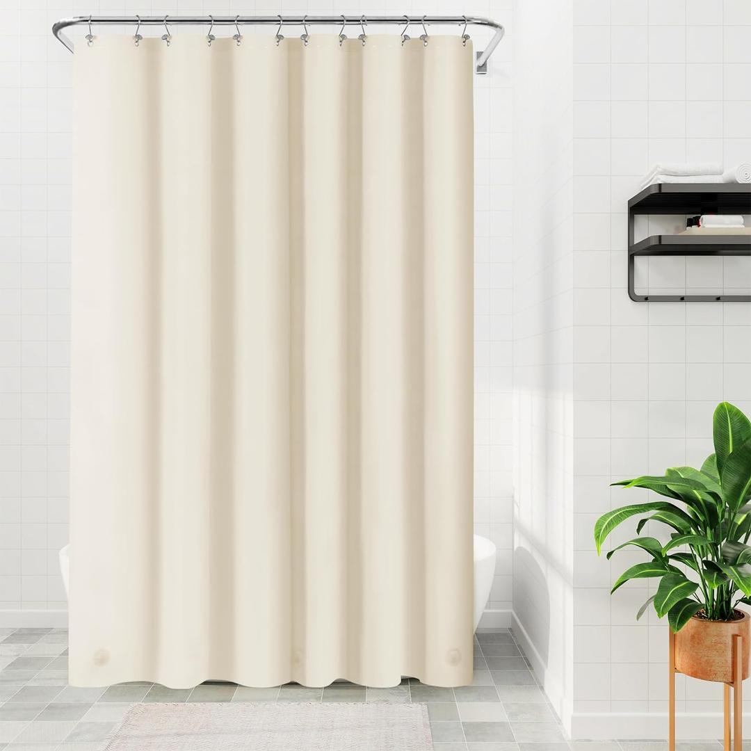 Barossa Design Extra Long Beige Shower Curtain Liner with 3 Magnets - 72" x 84" XL, Waterproof PEVA Lightweight Shower Liner for Bathroom, PVC Free, Metal Grommets - Beige, 72x84