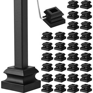 18 Pcs Iron Baluster Shoes Bulk Stair Flat Shoe with Screw 1/2 Inch Flat Square Baluster Shoe Stair for Staircase Scroll Basket Twist Knuckle Staircase Metal, Satin Black