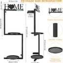 Wall Plant Holder Metal, Plant Frames Wall Decor, Wall Plant Stands for Indoor&Outdoor with Letters HOME Decor, 2 Round Flower Pot Trays, 12*7.87*34.33 Inch, Black