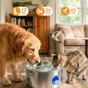 3.4Gal Wireless Automatic Dog Water Fountain for Large Dogs12L Stainless Steel 3 Modes Dog Fountain Water Bowl Dispenser, Multi Large Pet Water Fountain Ultra Quiet & Multi-Filteration