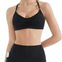SUUKSESS Workout Sets for Women Padded Open Back Strappy Gym Set Criss Cross Yoga Sets 2 Pieces (Black, XS)