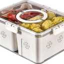 Refrigerator Organizer With Lids (2 Compartments), Fridge Storage, Fridge Organizers And Storage Clear, Fridge Organization, Storage Containers, Stackable With Lid Fridge Organizers