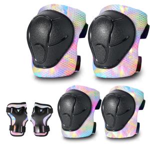 Gradient Color Kids Protective Gear Set Knee Pads for Kid 2-14 Years,W/ Adjustable Strap Kids/Youth Knee Pads Elbow Pads Wrist Guards Set for Inline Roller Skates,Cycling,BMX Bike,Skateboard,Scooter (Medium(6+Years))