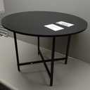 FAMIDGE Round Coffee Table, Small Coffee Tables for Living Room, Black Coffee Table with Metal Frame, Floor Table Desk for Sitting on The Floor, Home, Office, Farmhouse, Black (23.6" D x 17.7" H), Small 1T