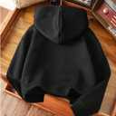 RoseSeek Girl's Letter Graphic Hoodies Long Sleeve Pullover Sweatshirts Streetwear, 15 Years, Black