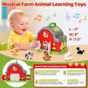Toddler Toys for 1 2 3 Year Old Boys Girls, Upgraded Musical Farm Animal Barn Toy Gifts, Montessori Fine Motor Skill Learning & Educational Toys, Christmas Birthday Gift for Baby 12-18 Months+