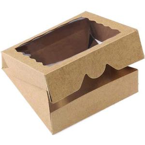 ONE MORE [15pcs] 9inch Kraft Bakery Boxes, Large Pie Boxes with PVC Window Natural Disposable box for Cookie 9x9x2.5inch,15 of Pack