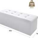 Camabel 43 Inch Folding Storage Ottoman Bench 120L Hold up 700lbs Ottoman with Storage Chest Foam Seat Padded Foot Rest Stool Faux Leather Bedroom Bench Coffee Table White, 15"D x 43"W x 15"H