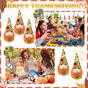 12 Pcs Friendsgiving Ornaments Gnomes Plush Friendsgiving Hanging Gnomes with Pumpkin Holding Cards for Thanksgiving Tree Decorations Holiday Party Supply
