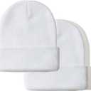 NPJY Unisex Beanie for Men and Women Knit Hat Winter Beanies (2 Packs White)