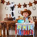 Cartoon Toy Highchair Banner for Baby First Birthday Party Decorations Blue Sky With Clouds High Chair Tassel Banner for Boys Girls Western Cowboy 1st Birthday Photo Props Backdrop Decoration