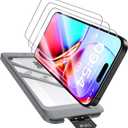 TAURI 4 in 1 for iPhone 16 Screen Protector, 3 Pack Tempered Glass Film + 1 Dust Free Easy Installation Tool, 9H Hardness Bubble Free Micro-curved Edges HD Screen Protector for 16