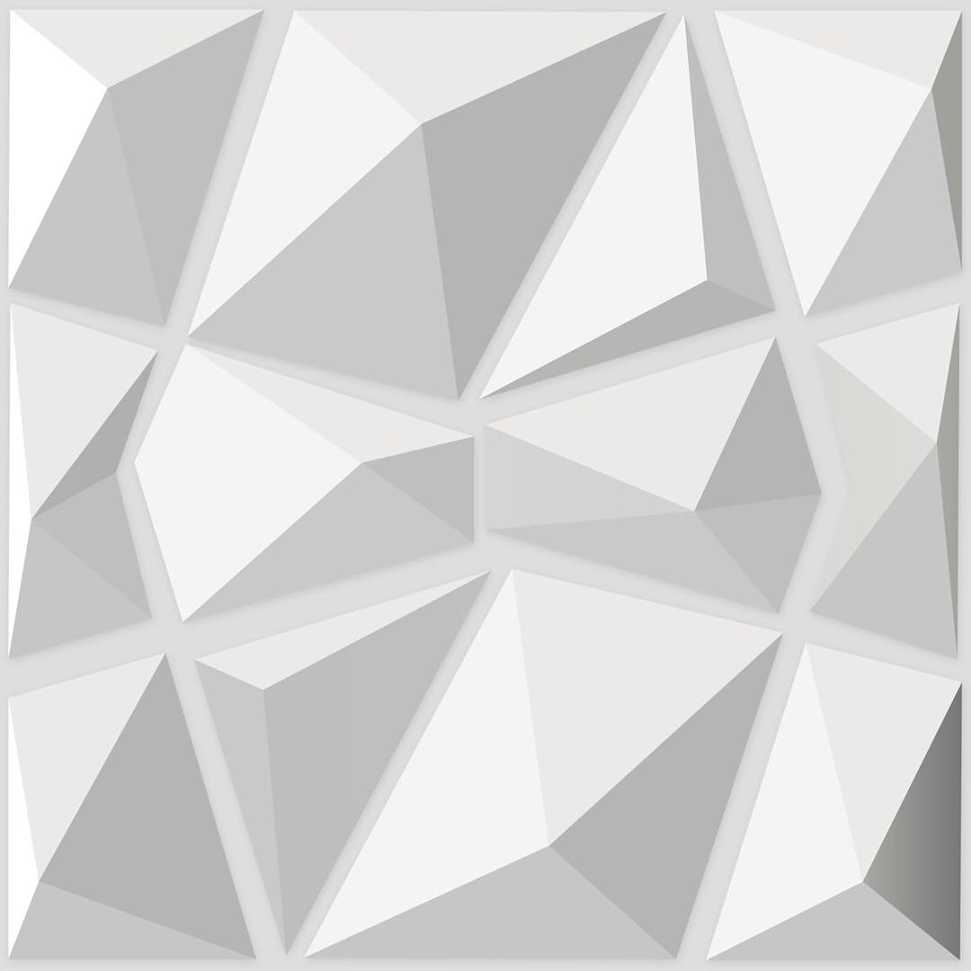 Art3d Decorative 3D Wall Panels in Diamond Design, 11.8"x11.8" Matt White (33 Pack)