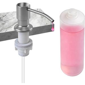 Soap Dispenser for Kitchen Sink, Brushed Nickel Stainless Steel Built-in Pump 
with 13 oz Refillable Bottle, Easy Top Refill Countertop Soap Pump