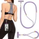 VVAAGG Cell Phone Lanyard for iPhone: Crossbody Phone Strap Adjustable Neck Wrist Strap Anti Theft Long Lanyard Travel Essential for Women Most iPhone and Android Smartphones (Purple)