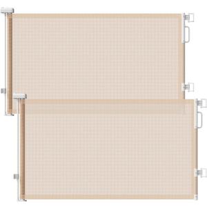 2Pack Retractable Baby Gates for Stairs, 58" Extra Wide Mesh Dog Gate for Doorways, Home Saftey Gate for Child Toddler Pet, Indoor and Outdoor Use, Easy Install, 34" Height, Beige