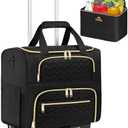 MATEIN Rolling Laptop Bag for Women, 15.6 Inch Rolling Briefcase with Wheels &Detachable Cart, Roller Computer Teacher Tote Bag with Insulated Lunch Box Gift for Nurse Work Business Office, Deep Black