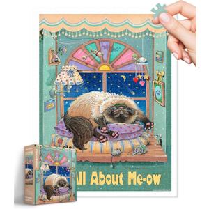 Plastic Jigsaw Puzzles for Adults 1200 Pieces - Gary Patterson - It's All About Me-ow Most Satisfying Table Games and Gifts No Puzzle Mat Required [H3469]