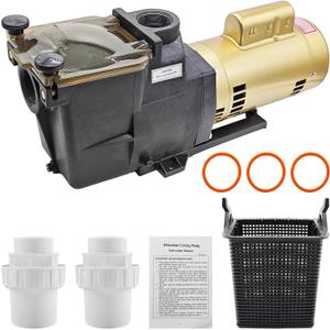 W3SP2605X7 0.75 HP Pool Pump Motor Compatible with Hayward Single Speed Super Pump 110V/220V 60HZ, 2" Inlet with Dual Voltage All In-Ground Pool and Spa, See Through Strainer Cover