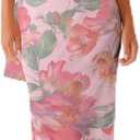 Women Floral Tube Maxi Dress with Scarf Summer Strapless Tube Bodycon Mesh Layer Cocktail Party Wedding Guest Dress, S